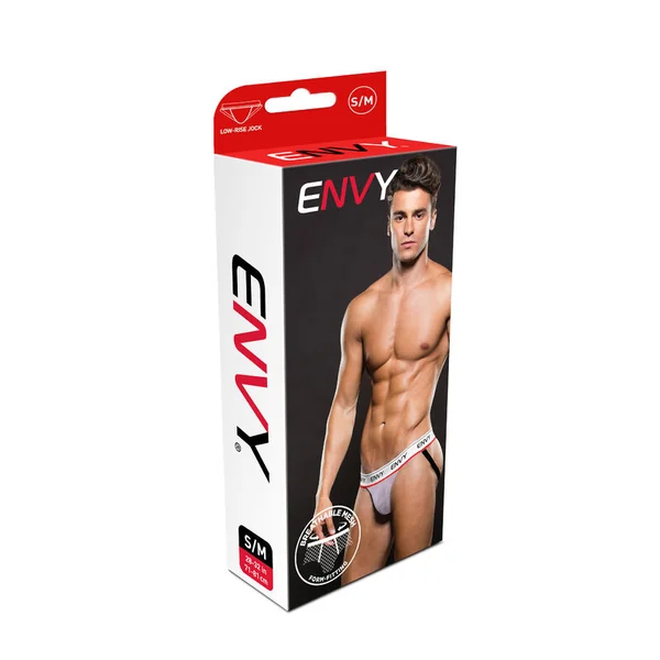 ENVY LOGO ELASTIC LOWRISE MESH JOCK WHITE S/M