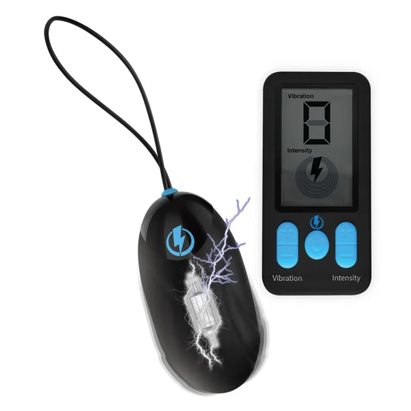E-Stim Pro Silicone Vibrating Egg With Remote Control - Black
