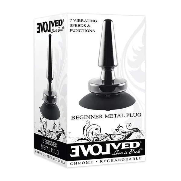 Evolved Beginner Vibrating Rechargeable Metal Plug – Black