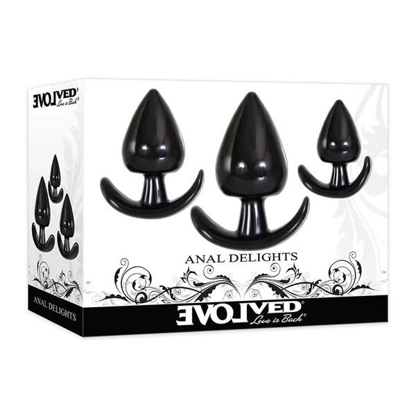 Evolved Delights – Black Butt Plugs – Set of 3 Sizes