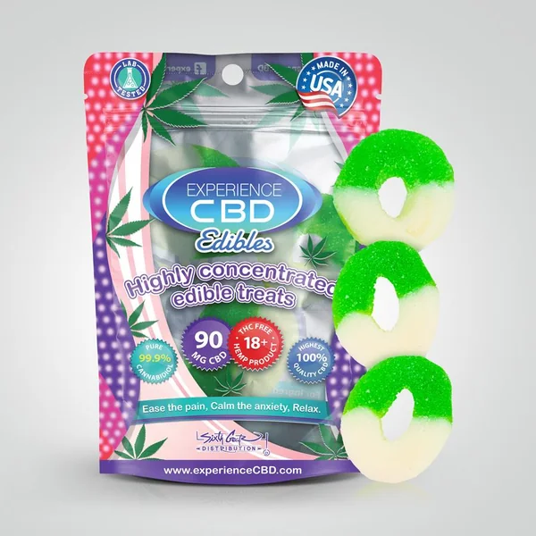EXPERIENCE CBD 90MG SOUR APPLE RINGS 3PC (NET)