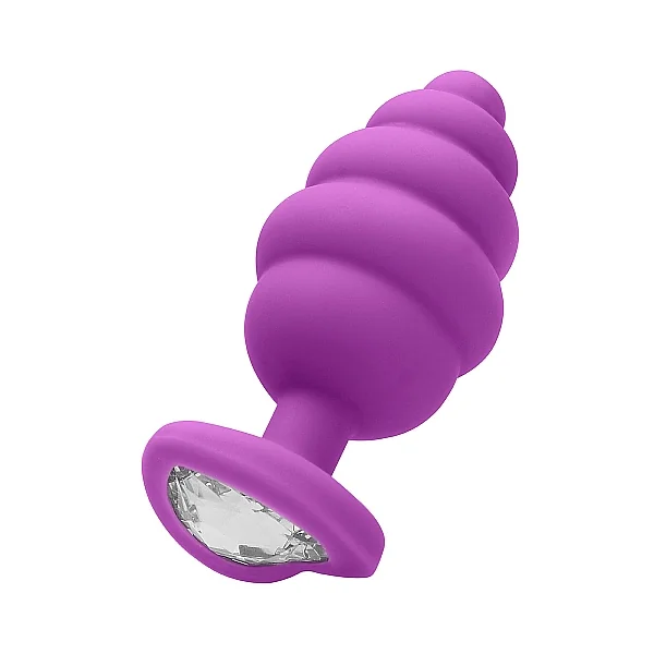 EXTRA LARGE RIBBED DIAMOND HEART PLUG PURPLE