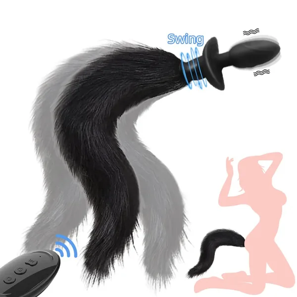 Fake Fox Tail Butt Plug - Remote Control Vibrating Anal Plug Rotating Panty Vibrator Play