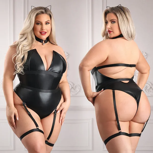 Fantasy Lingerie Untamed Cat Costume-Black 3X/4X-Boxed