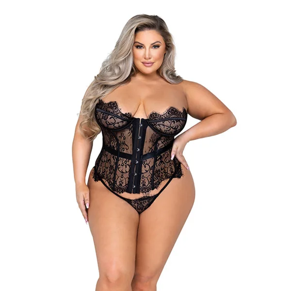 Fantasy Scalloped Eyelash Lace Bustier & Thong