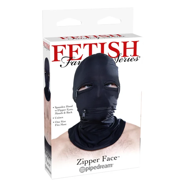 FETISH FANTASY BLACK ZIPPER FACE HOOD