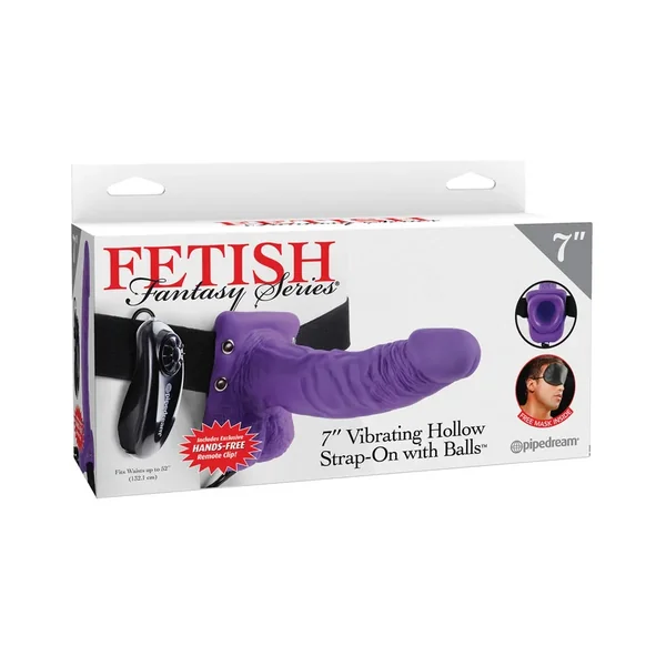 Fetish Fantasy Series 7″ Vibrating Hollow Strap On w/Balls – Purple