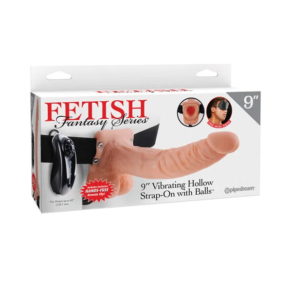 Fetish Fantasy Series 9" Vibrating Hollow Strap On W/balls - Flesh