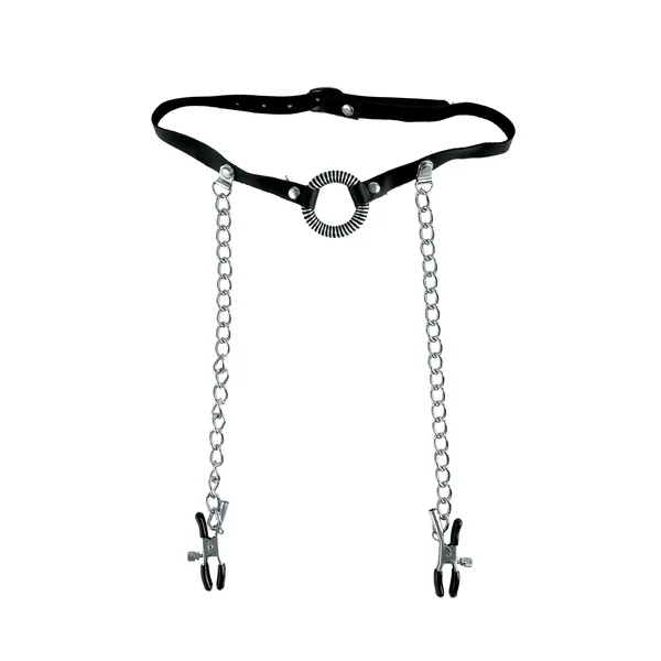 Fetish Fantasy Series O-Ring Gag With Nipple Clamps