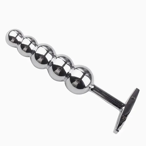 Fetish Kinky Sex Love Anal Beads Metal Butt Plug With 5 Graduated Balls