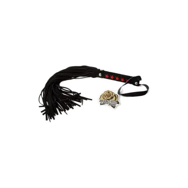 Fetish - Miss Morgane - Black Suede Whip with Red Stars