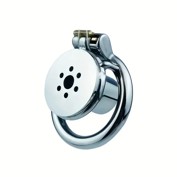 Flat Pancake Design Stainless Steel Male Chastity Cage With Urethral Device