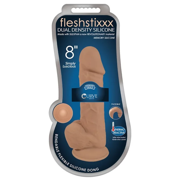FLESHSTIXXX 8IN SILICONE DILDO W/ BALLS LATTE