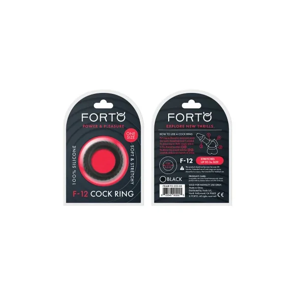 Forto F-12 Liquid Silicone Cock Ring 35mm, Black