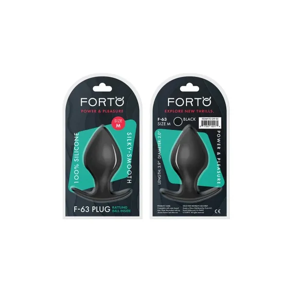 Forto F-63 Rattler Spade Silicone Anal Plug, Medium, Black