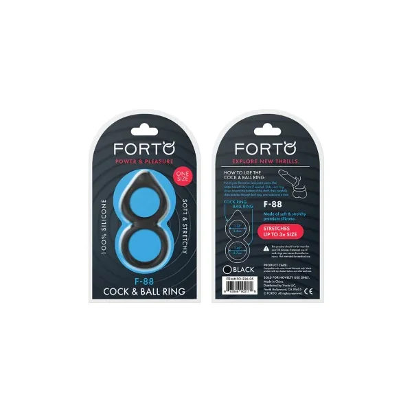 Forto F-88 Liquid Silicone Cock & Ball Ring, Black