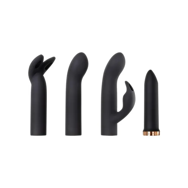 Four Play Rechargeable Bullet with 3 Silicone Sleeves Kit – Black