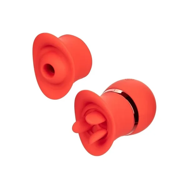 French Kiss Suck and Play Rechargeable Silicone Interchangeable Set – Red