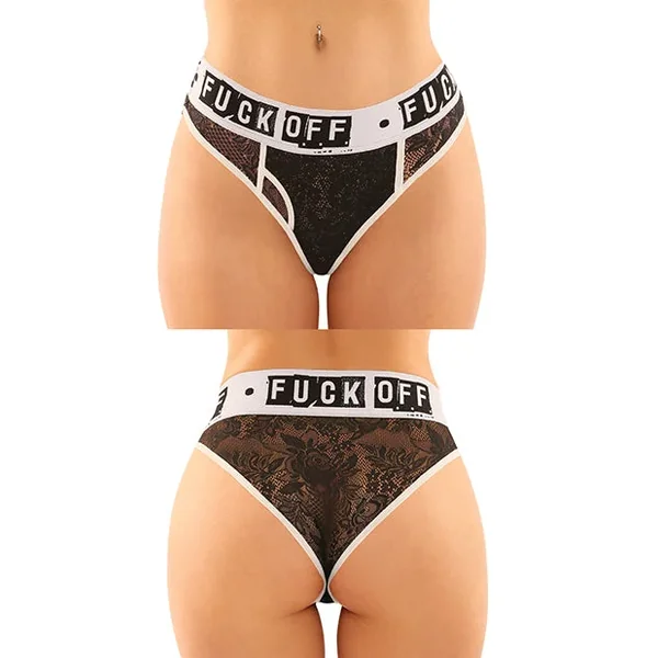 Fuck Off Lace Boy Brief & Lace Thong Black L/XL