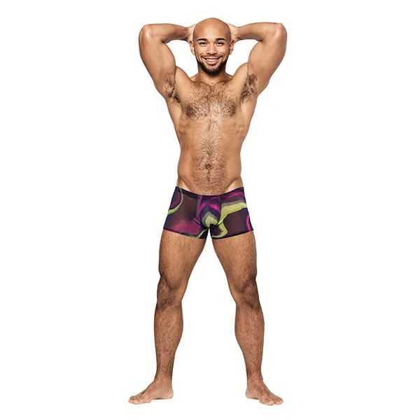 Galactic Sheer Poly Spandex Mini Short Multi Color Xl