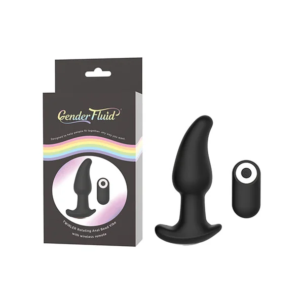 Gender Fluid Twirler Anal Vibe W-remote - Black