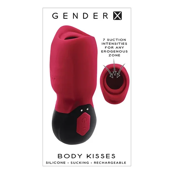 Gender X Body Kisses Vibrating Suction Massager – Red/Black