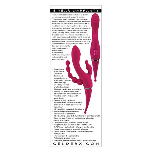 Gender X Four by Four Vibrator – Burgundy