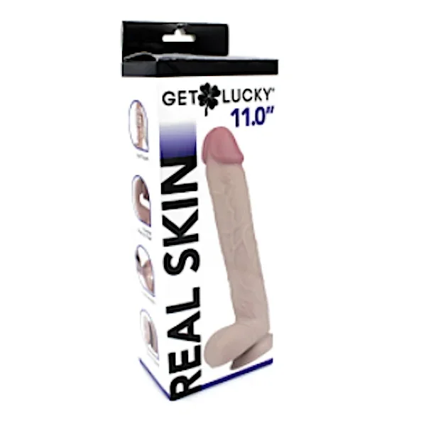 Get Lucky Real Skin 11″ Dildo -Light