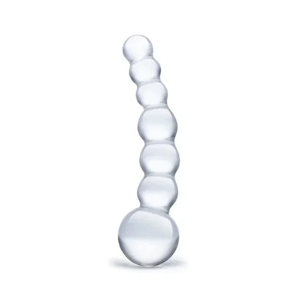 Glas 5inch Curved Glass Beaded Dildo Clear