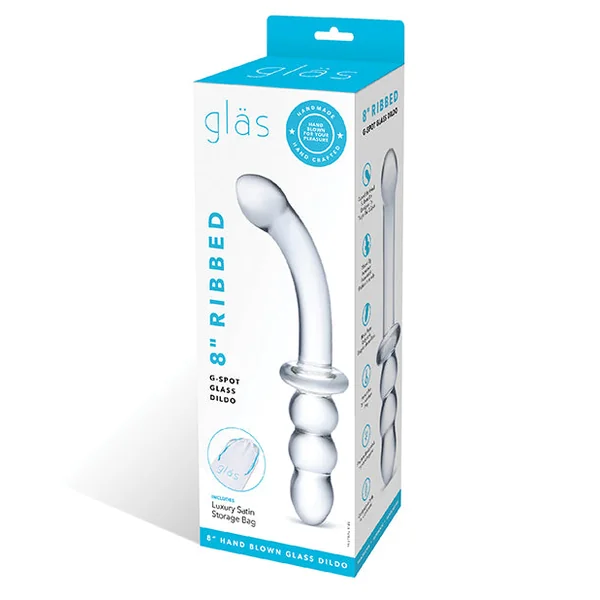 Glas 8" Ribbed G-spot Glass Dildo