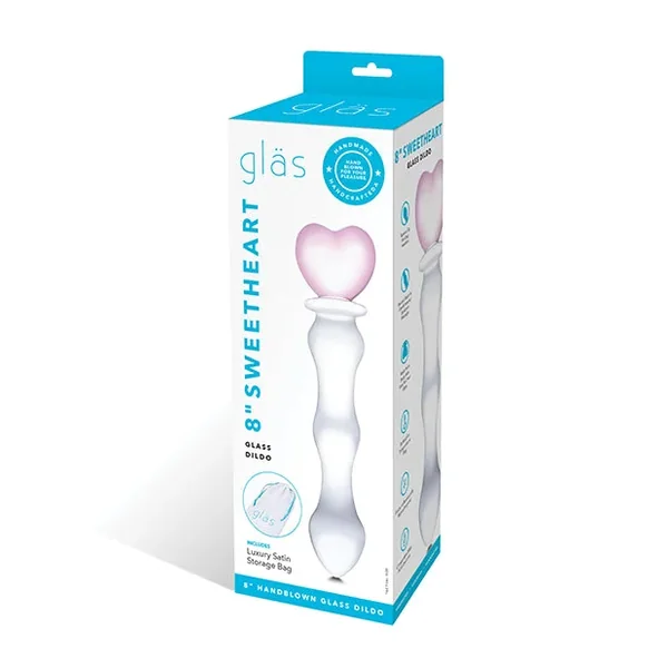 Glas 8″ Sweetheart Glass Dildo – Pink/clear