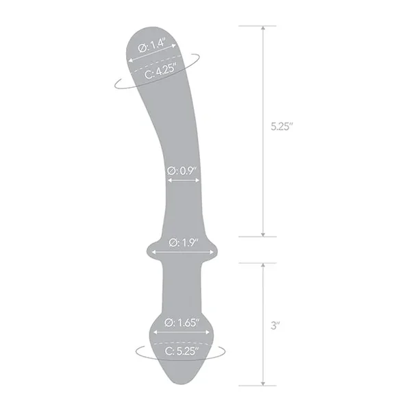 Glas 9″ Classic Curved Dual Ended Dildo – Clear