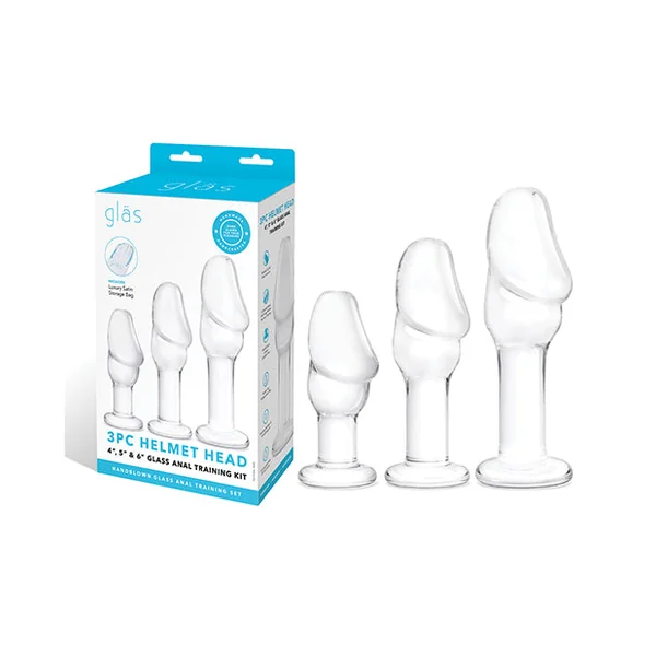 Glass Helmet Head Anal Training Kit - Set of 3