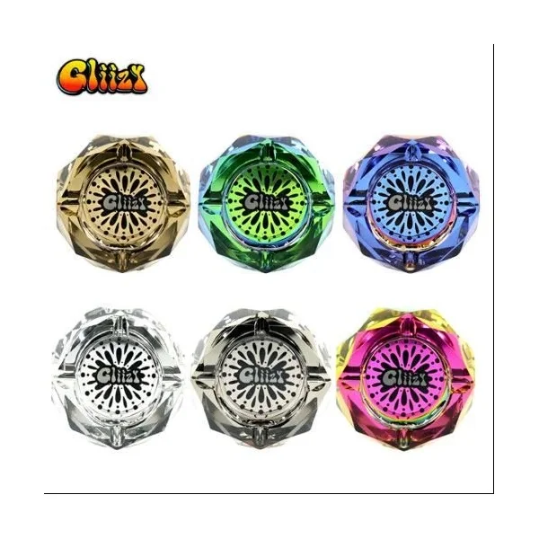 Gliizy Glass High Quality Diamond Ashtray Paint Burst Gun Metal