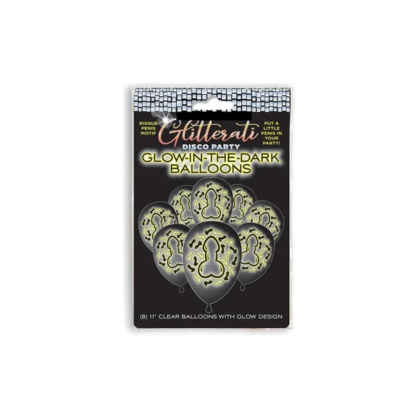 Glitterati Disco Glow Penis Balloons 8pk by Little Geenie