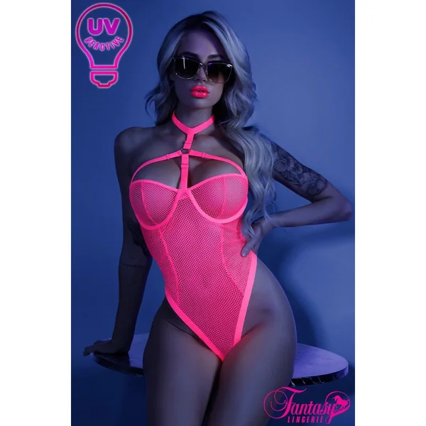 Glow Fishnet Teddy by Fantasy Lingerie
