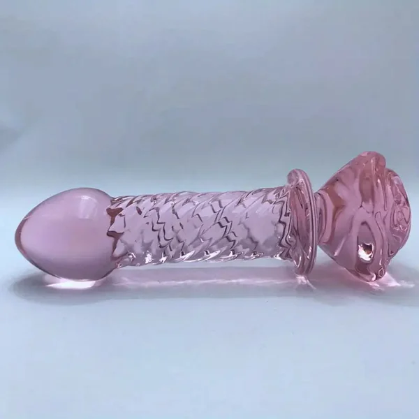 Gradual Head Crystal Glass 4-bead Anal Plug Dildo Rose Sex Toy