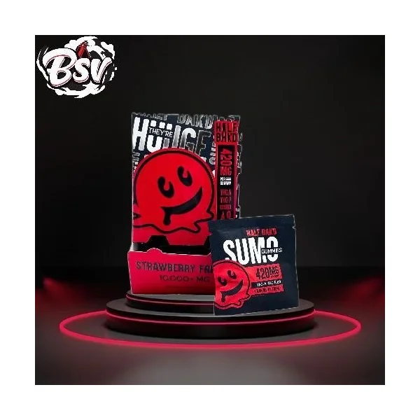 Half Bak’d D9 SUMO Strawberry Frenzy Gummies 2ct 30 Per Pack