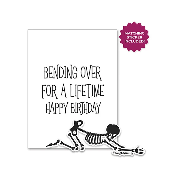 Halloween Bending Over Birthday Greeting Card w/Sticker