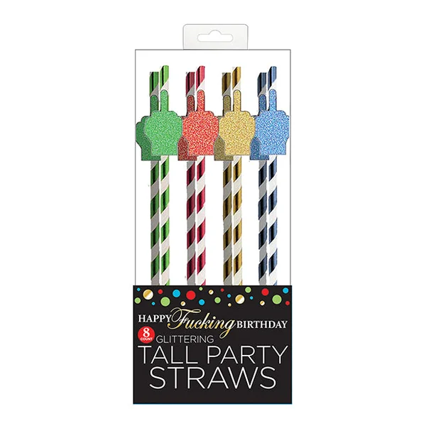 Happy Fucking Birthday Tall Straws - Pack Of 8
