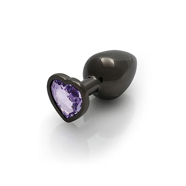 HEART GEM BUTT PLUG MEDIUM GUNMETAL AMETHYST