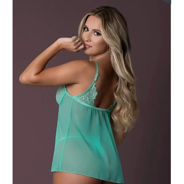 Hella Raw Caribbean Crush Baby Doll & Thong Aqua Glow L/xl