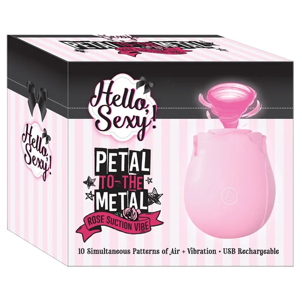 Hello Sexy Petal To The Metal Rose Suction Vibe - Pink