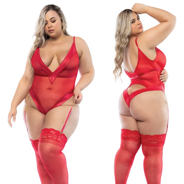 Hello Sexy The Lola Bodysuit - Red 1X/2X