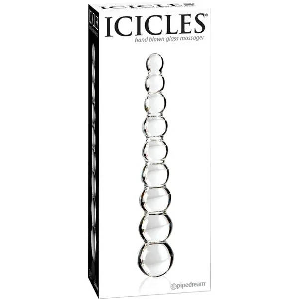 Icicles No. 2 Hand Blown Glass Massager – Clear Rippled