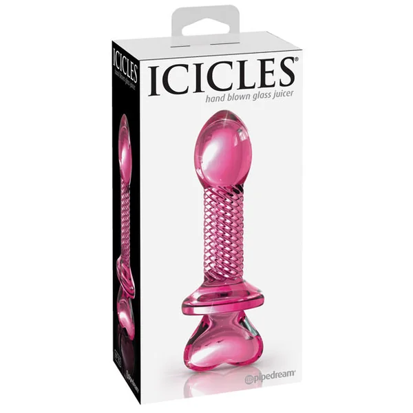 Icicles No. 82 Hand Blown Glass Butt Plug - Ribbed-pink