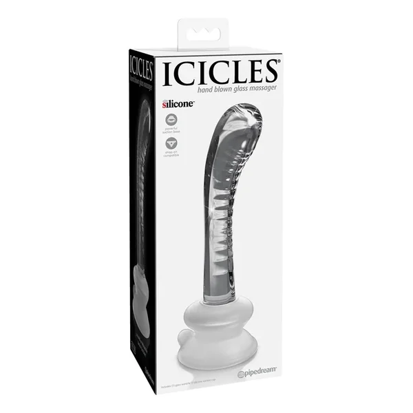 Icicles No. 88 Hand Blown Glass G-Spot Massager w/Suction Cup – Clear