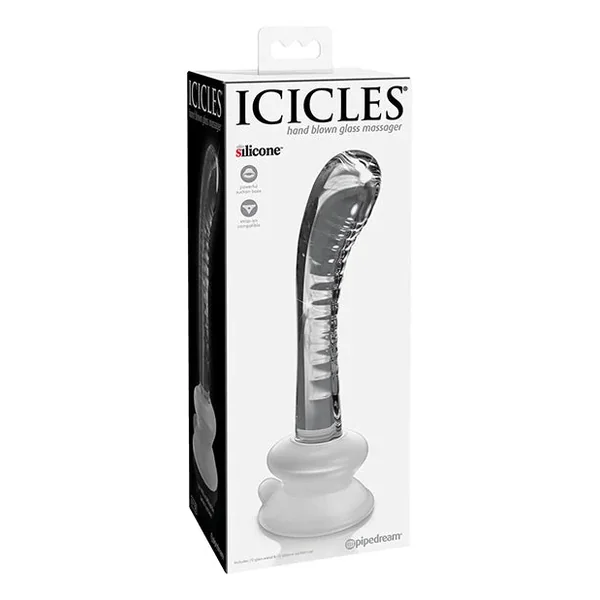 Icicles No. 88 Hand Blown Glass G-Spot Massager w/Suction Cup – Clear