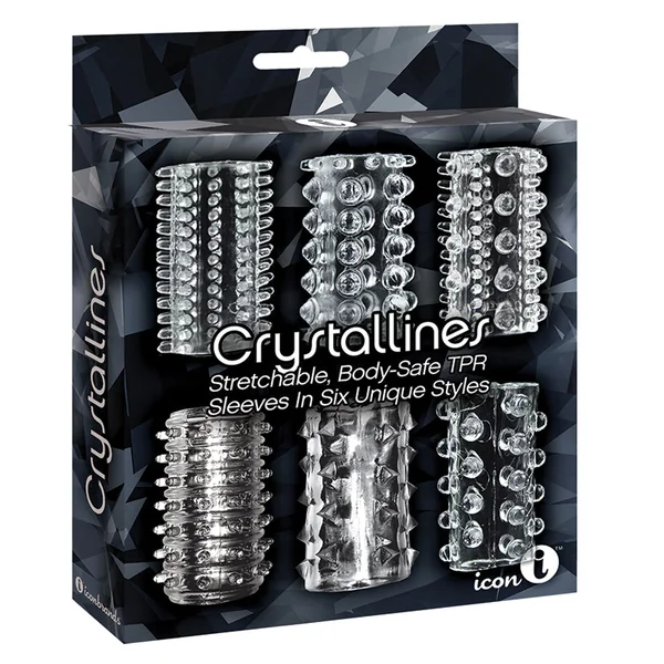 Icon Brands - Crystalline Cock Sleeves - 6 Pack Clear