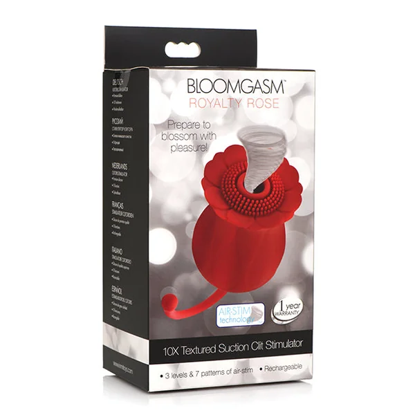 Inmi Bloomgasm Royalty Rose Textured Suction Clit Stimulator - Red